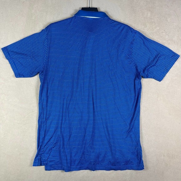 Peter Millar Mens XL Polo Golf Shirt Blue Striped Regular Fit Slit Hem - Picture 8 of 9